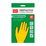 Перчатки резиновые OfficeClean Универсальные, р.М, желтые, пакет с европодвесом — изображение 2
