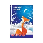 Картон белый A4, 08 л., немелованный, в папке, schoolФОРМАТ