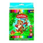 Карандаши цветные 18 цв., корпус дерево, шестигр., Creativiki