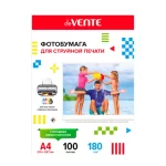 Фотобумага глянцевая односторонняя, A4, 180 г/м2, 100 л., deVENTE