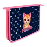Папка для тетрадей А4, 1 отделение, 337х243х50 мм, на молнии, картон+фольга с тисн., deVENTE. Мяу
