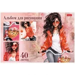 Альбом для рисования 40л., А4, на скрепке, обл.- мелов. картон, Hatber "Стильные красотки" — изображение 2
