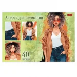 Альбом для рисования 40л., А4, на скрепке, обл.- мелов. картон, Hatber "Стильные красотки" — изображение 3