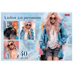 Альбом для рисования 40л., А4, на скрепке, обл.- мелов. картон, Hatber "Стильные красотки" — изображение 6