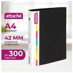 Папка 4 кольца 35 мм, корешок 42 мм, карман на корешке, пластик 700 мкм, черная, ATTACHE F504/07
