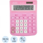Калькулятор настольный, 12 разр., 198х153 мм, двойное питание, розовый, Attache AF-447R