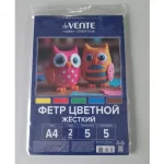 Фетр А4, цветной жесткий, 5 цв.,5 л., толщина 2,0 мм, deVENTE. HOBBY CREATIVE. Яркие цвета