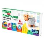 Пластилин 06 цв., со стеком, восковой, 90 г, BRAUBERG KIDS