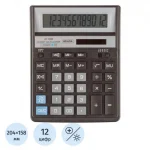 Калькулятор настольный, 12 разр., 204х158 мм, двойное питание, черный, Attache AF-888