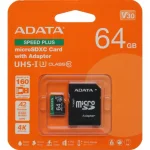 Карта памяти 64GB MicroSDXC A-Data UD64GUI3V30A2SP-RA1 Speed Plus V30 A2 + adapter