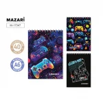 Блокнот А6, 40 л., клетка, гребень, обл. мелов. картон, Mazari.Игра, ассорти