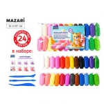 Пластилин супер легкий 24 цв., 288г, 3 стека, пакет, Mazari