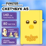 Скетчбук-блокнот А5, 80 л., вн. блок140г/м2, тв. переплет, обл.софт-тач, резинка, наклейки, FUNSTER (ФАНСТЕР), "Duck" — изображение 2