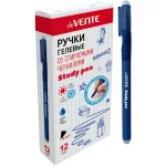 Ручка гелевая со стираемыми чернилами 0,7 мм., грип, синяя, 2 ластика, deVENTE. School