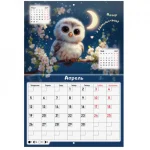 Календарь настенный перекидной 2027 г, 295*426 мм, 12 листов, скрепка, BRAUBERG, Funny owl