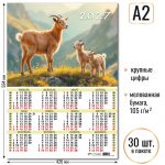 Календарь настенный листовой А2 2027 г, укруп. сетка Квадра.Символ года2, мел. бум. 105 гр/м2