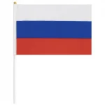Флаг России, 14*21 см, с флагштоком без герба, Триколор РФ