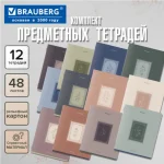 Набор предметных тетрадей, 12шт, 48л., BRAUBERG. ВИНТАЖ, обл. мелов. картон, рельефный картон — изображение 6
