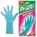 Перчатки резиновые Paclan "Practi Extra Dry", х/б напыление, 100% флок, р.M (ЧЗ ПУ)