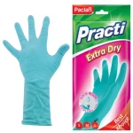 Перчатки резиновые Paclan "Practi Extra Dry", х/б напыление, 100% флок, р.L (ЧЗ ПУ)