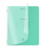 Тетрадь 12 л., клетка BRAUBERG .Smart Cover. пласт. прозрачная обложка, зеленая