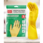 Перчатки резиновые OfficeClean Универсальные, р.S, желтые, пакет с европодвесом (ЧЗ ПУ)