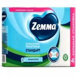 Полотенца бумажные в рулоне ZEMMA Стандарт  2-х слойные, (4 рул/упак)