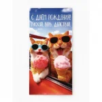 Конверт для денег ДР «С Днем рождения», коты, без отделки