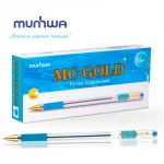 Ручка шариковая 0,5 мм., голубая, масляные чернила, грип, MunHwa MC GOLD — изображение 3