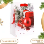 Пакет подарочный 18x23х10 см, картон ламинированный, ручка-шнур, "Шарики"
