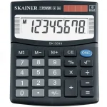 Калькулятор карманный, 8 разр., 124х100 мм, двойное питание, черный, Skainer SK-308II